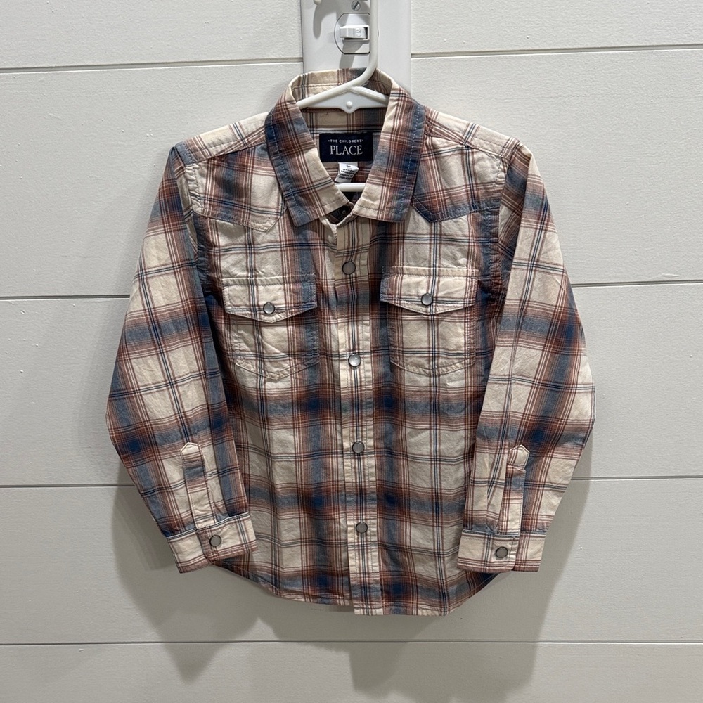 Children’s Place Plaid Poplin Snap Front Shirt
